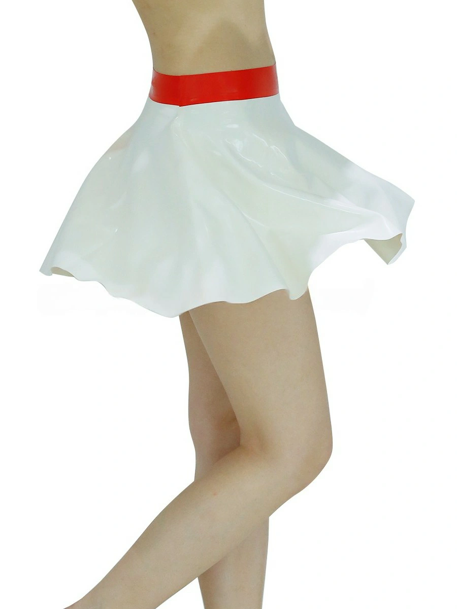 ZM47-1.webp Latex White & Red High-Waisted Skirt