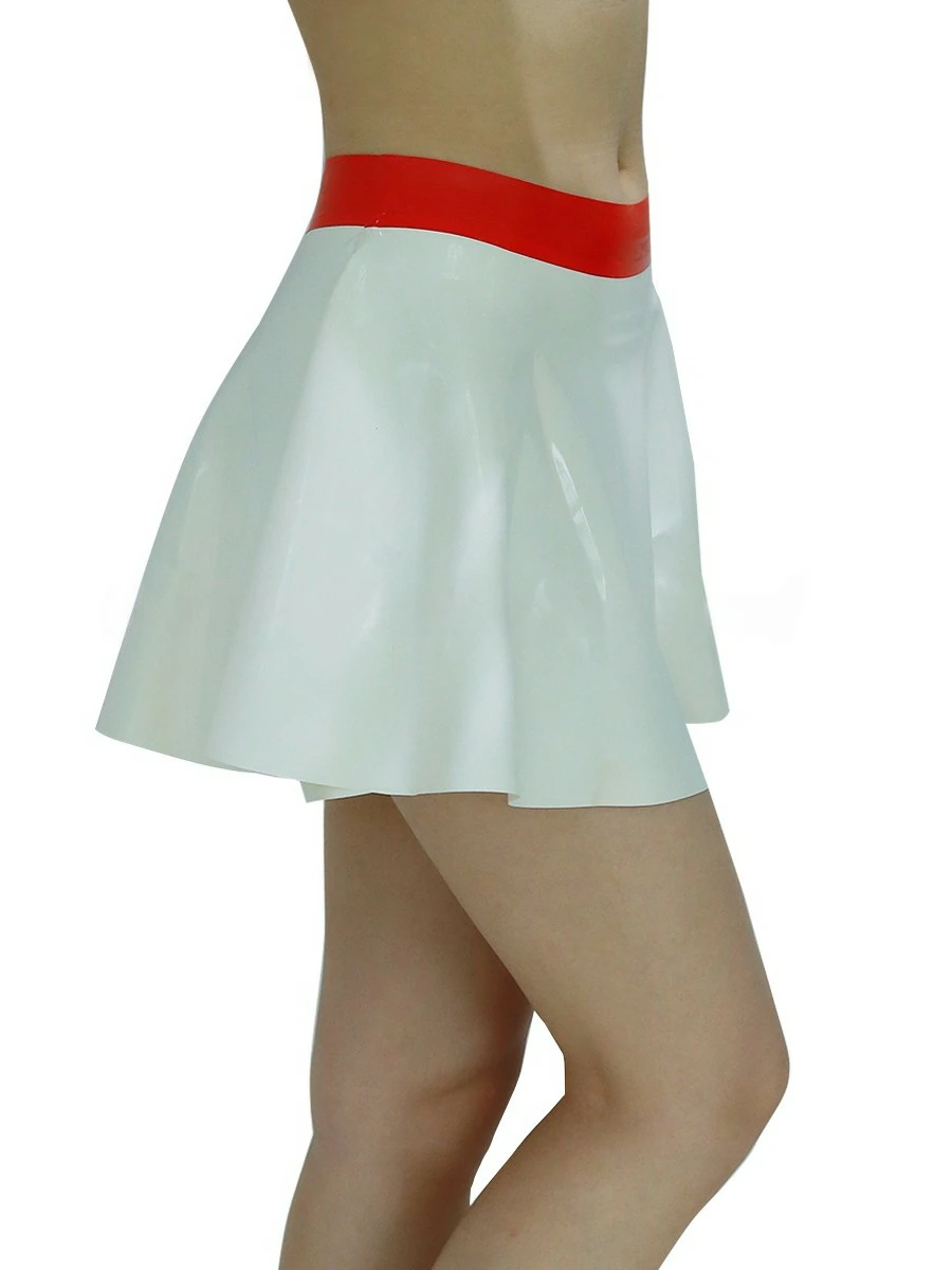 ZM47-4.webp Latex White & Red High-Waisted Skirt