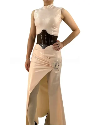 Latex High-Neck Sleeveless Maxi Dress