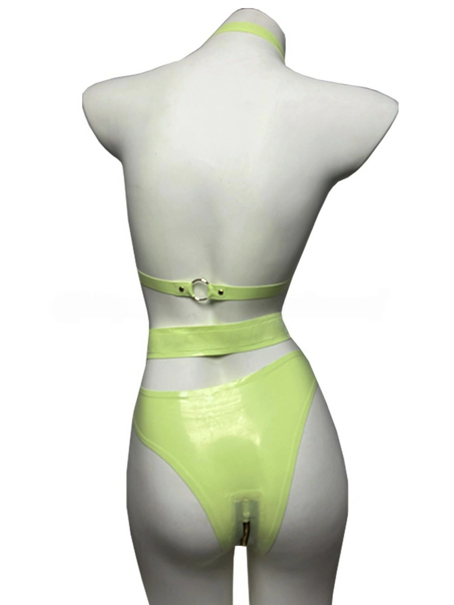 ZM68-3.webp Latex 3-Piece Set: Triangle Bra + Belt + Crotchless Briefs