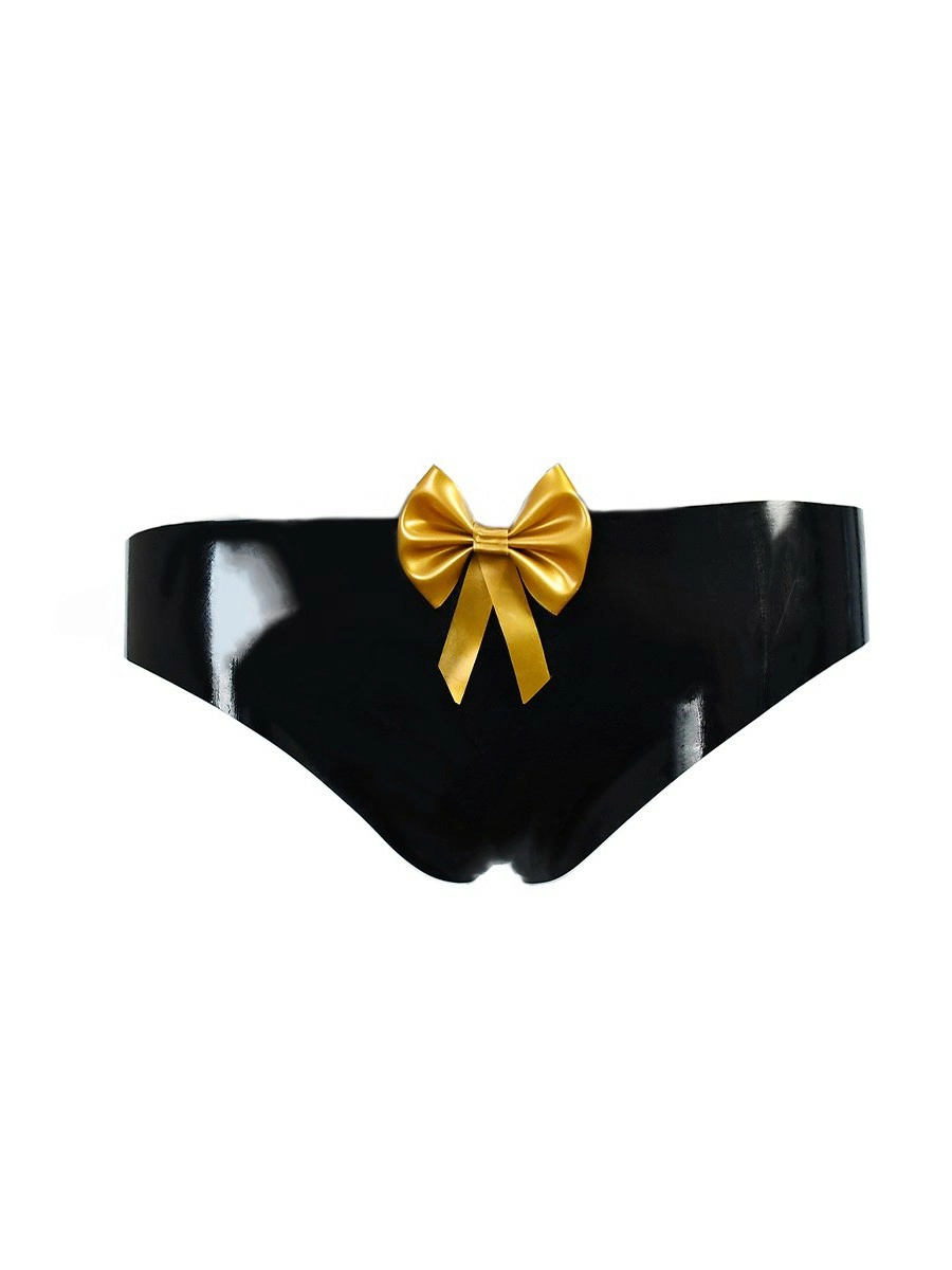 ZM69-1.webp Latex Black Low-Rise Briefs with Gold Bow