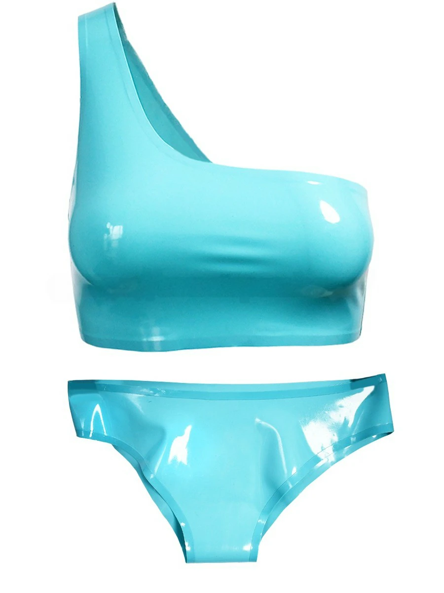 ZM71-1.webp Latex Sky Blue Two-Piece Set: One-Shoulder Top + Briefs