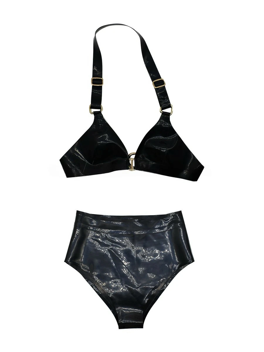 ZM72-3.webp Latex Black Two-Piece Set: Halter Bra + High-Waisted Briefs