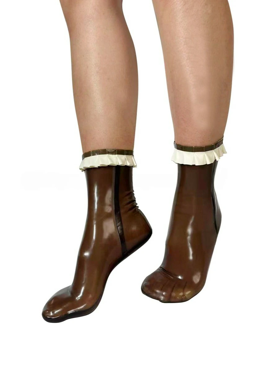 ZM75-2.webp Latex Ankle Socks with White Ruffle Trim