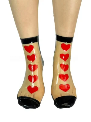 Latex Ankle Socks with White Ruffle Trim