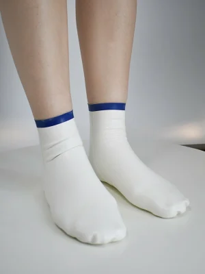 Latex White Ankle Socks with Red Heart Detail