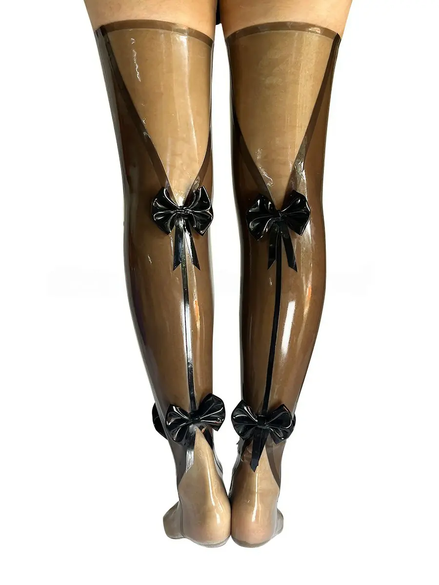 ZM85-2.webp Latex Transparent Thigh-High Socks with Black Bows