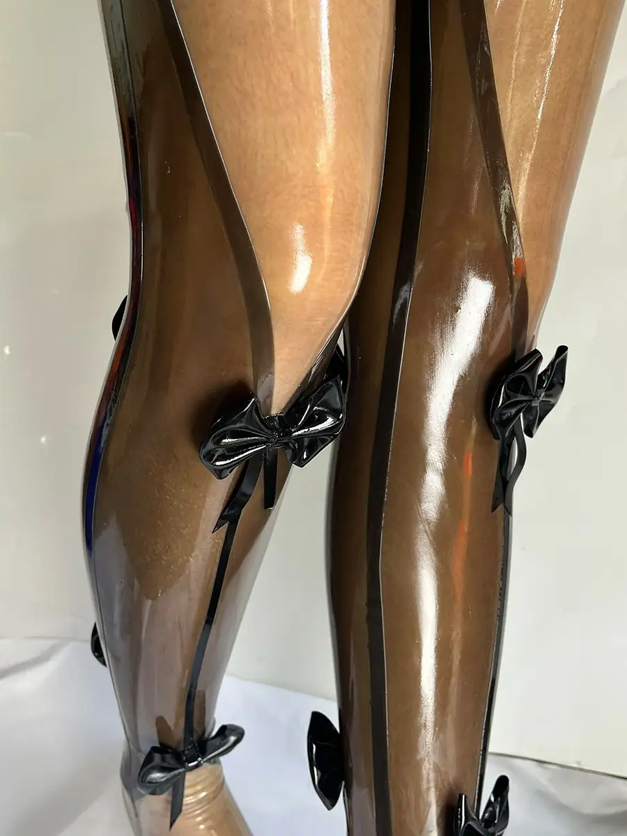 ZM85-3.webp Latex Transparent Thigh-High Socks with Black Bows