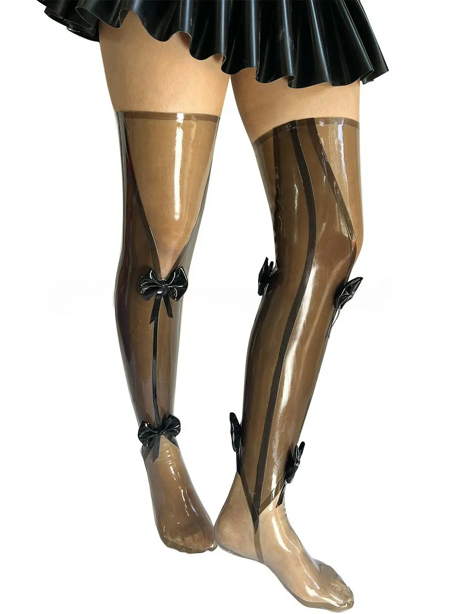 ZM85-4.webp Latex Transparent Thigh-High Socks with Black Bows
