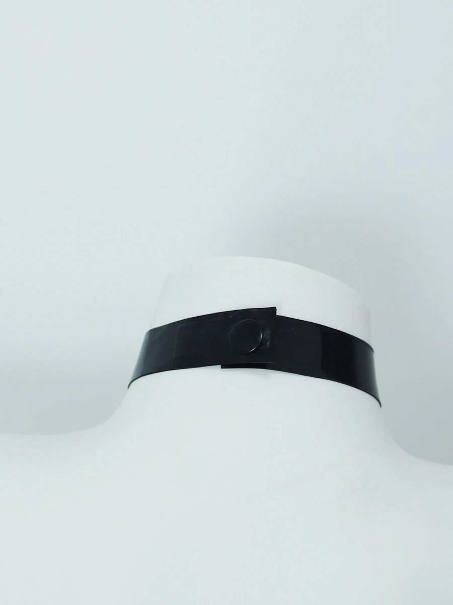 ZM88-3.webp Latex Black Choker with Silver Heart Ring