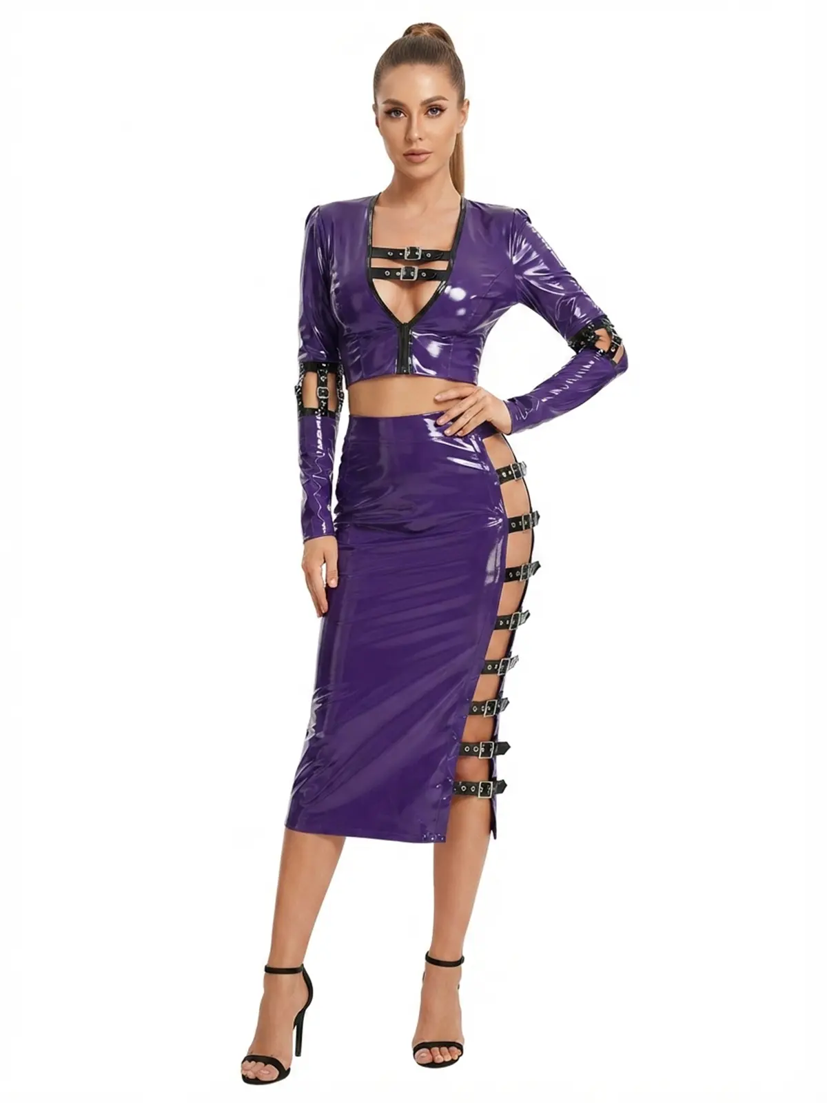 HJ2586-1.webp Latex The Maika Buckled Skirt