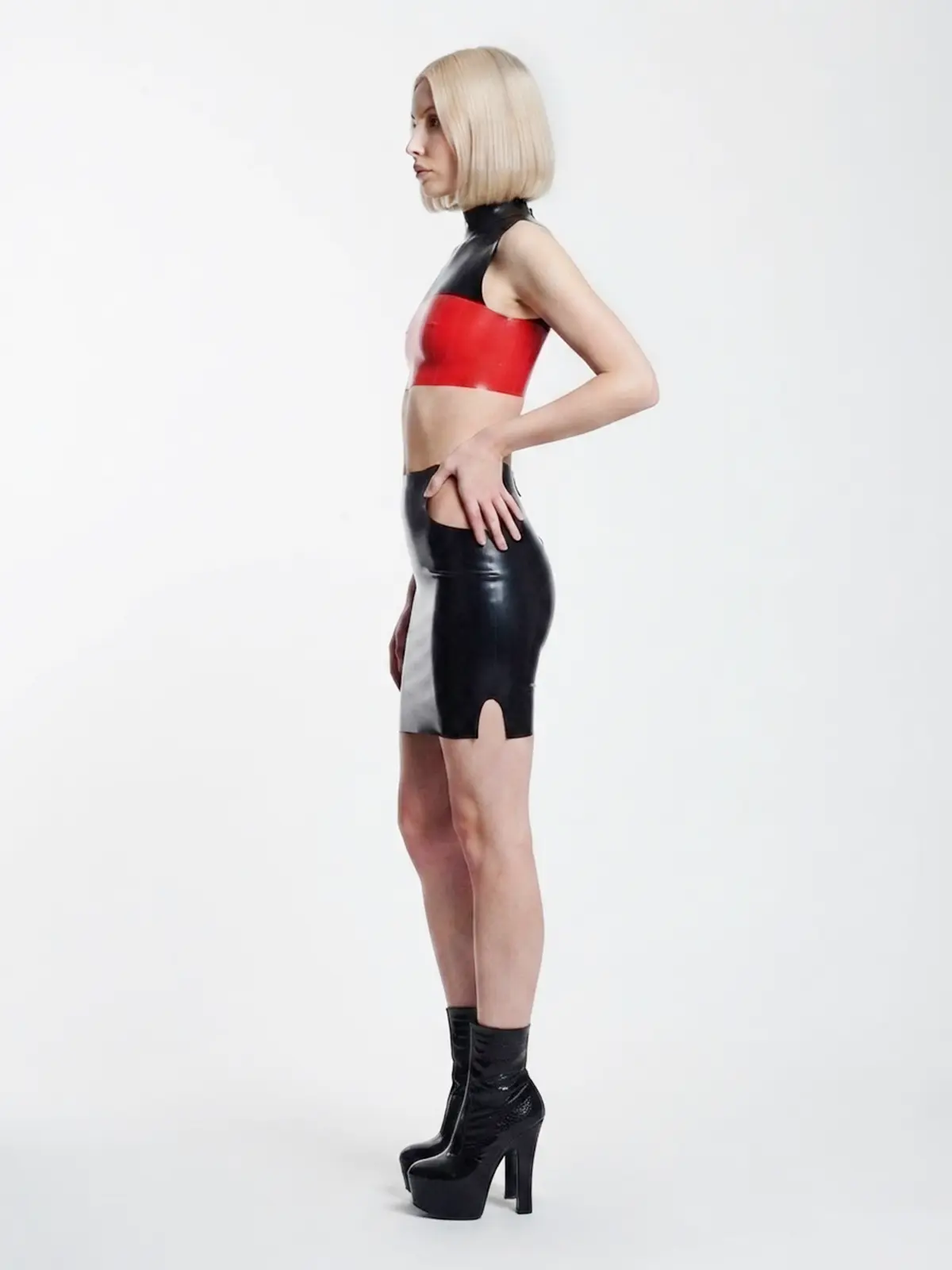 HJ2599-4.webp Latex The Marlena Cut Out Mini Skirt