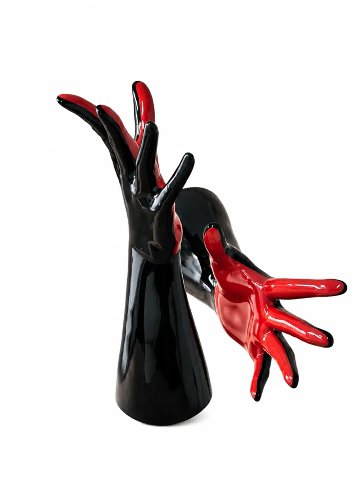 HJ2623-2.webp Latex Black Red Contrast Mid-Length Full Finger Gloves