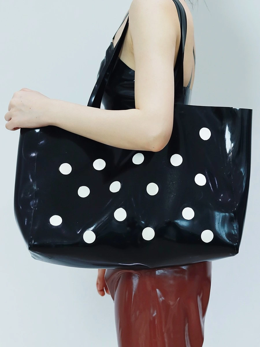 HJ2680-2.webp Latex White Polka Dot Tote Bag
