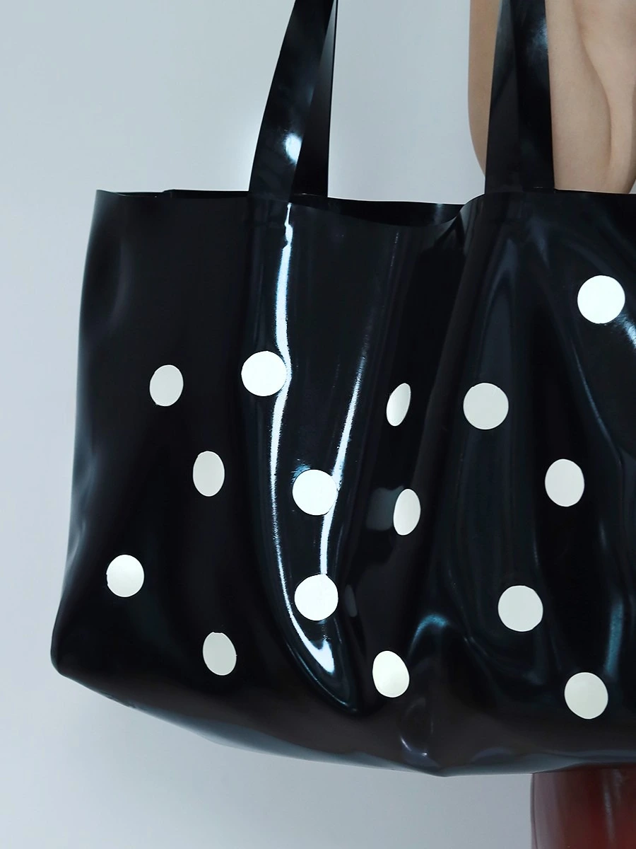 HJ2680-3.webp Latex White Polka Dot Tote Bag